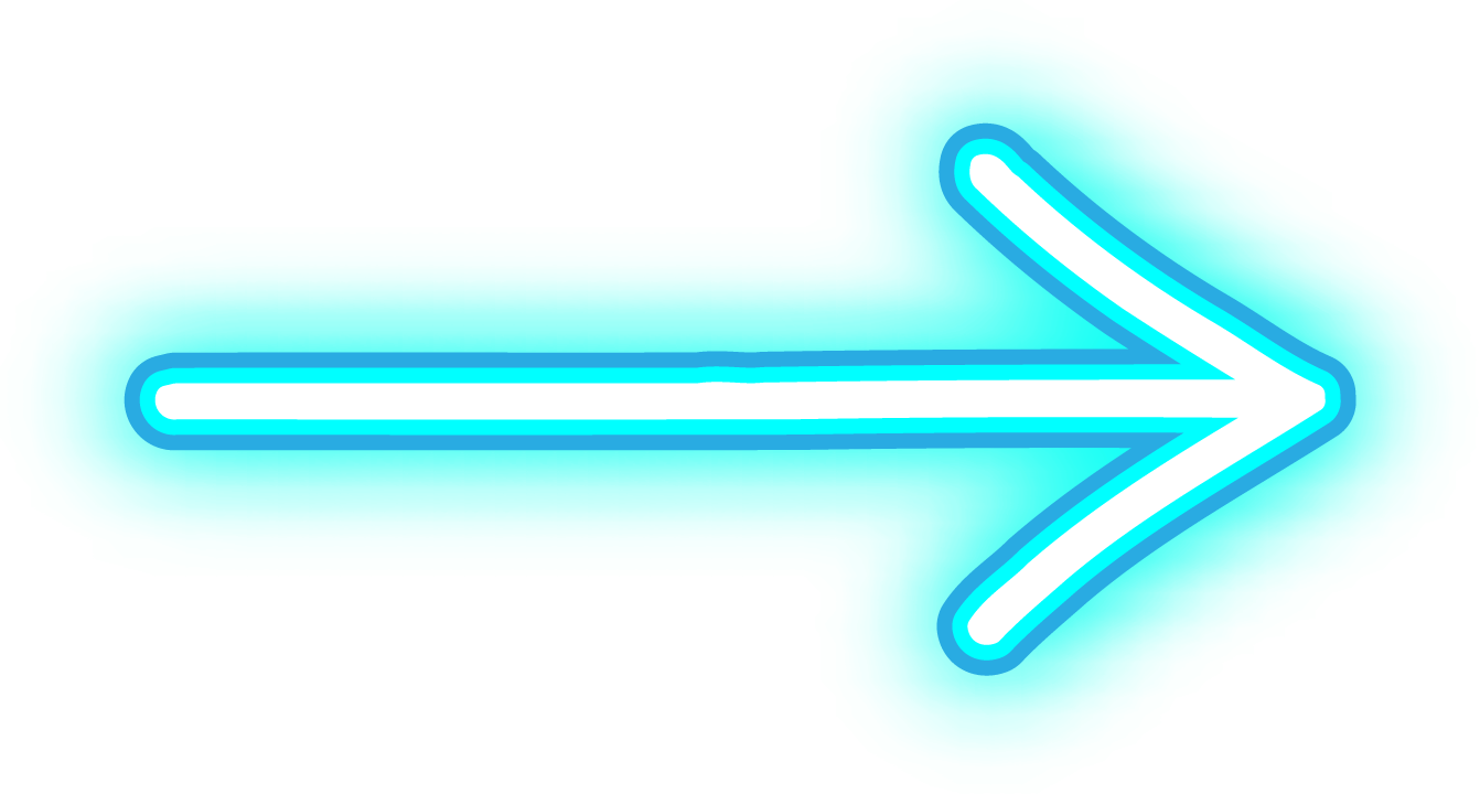 Cutout of Neon Blue Right Arrow Sign